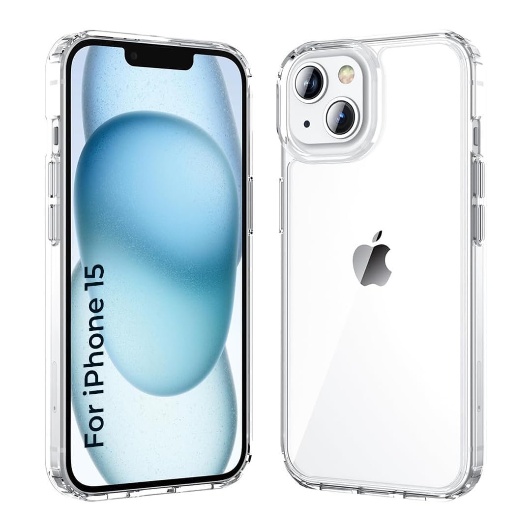ENT Clear Back Cover for iPhone 15, Transparent Case,iPhone 15 Back Cover