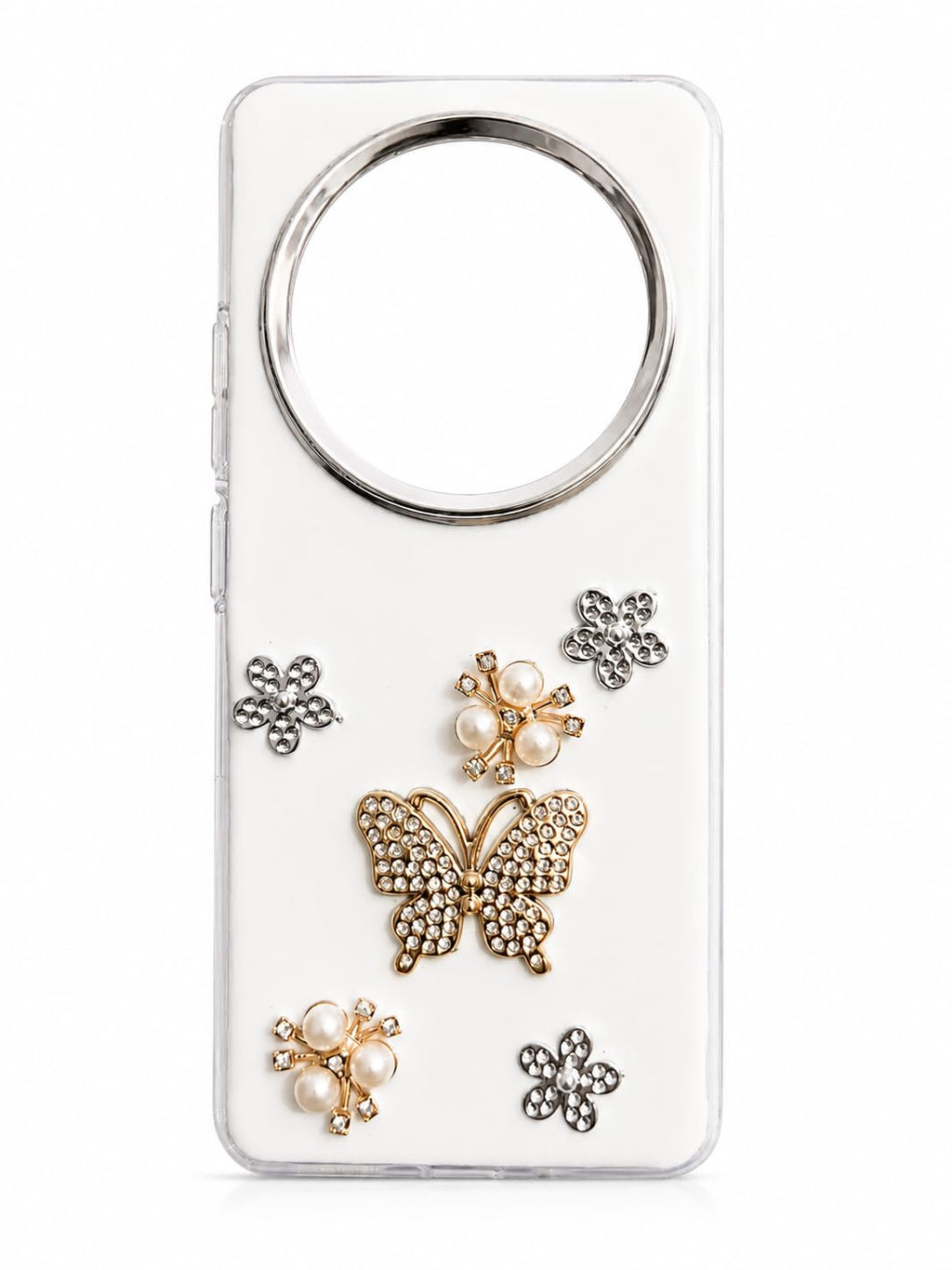 ENT Designer Case for Realme 14 Pro with Butterfly & Pearl Charms | Realme 14 pro Back Cover