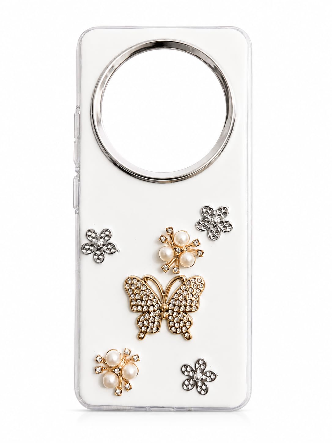 ENT Designer Case for Realme 14 Pro with Butterfly & Pearl Charms | Realme 14 pro Back Cover