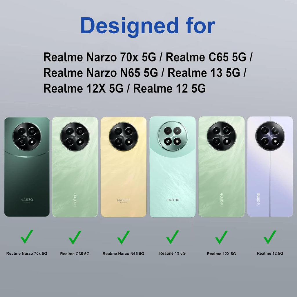 ENT Transparent Soft Silicone Clear Back Cover for Realme 13 5G /12/12X/C65/ Narzo 70x 5G / N65