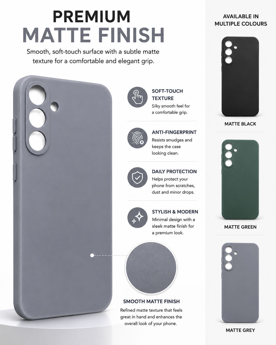 ENT Silicone  Back Cover for Samsung Galaxy A16 with Matte Finish
